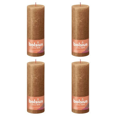 Bolsius Bougies pilier rustiques Shine 4 Pièces 190x68 mm Marron épice