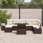 vidaXL Ensemble de canapé de jardin avec coussin 8 Pièces Marron et crème
