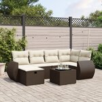vidaXL Salon de jardin avec coussins 7 Pièces marron résine tressée