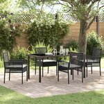 vidaXL Ensemble de salle à manger pour jardin 5 Pièces Noir Poly rotin