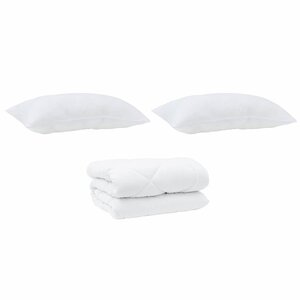 vidaXL Duvet d'hiver avec oreiller 3 Pièces Blanc 240 x 200 cm Microfibre