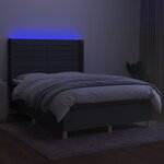 vidaXL Sommier à lattes de lit matelas LED Gris foncé 140x190 cm Tissu