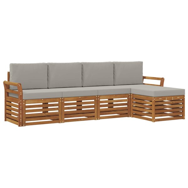vidaXL Ensemble de canapés d'extérieur 5 pc Gris Naturel et Clair