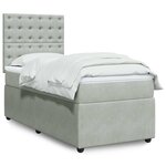 vidaXL Sommier à lattes de lit et matelas Gris clair 100x200cm Velours