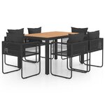 vidaXL Ensemble à Manger de jardin 7Pièces PVC résine tressée noir marron