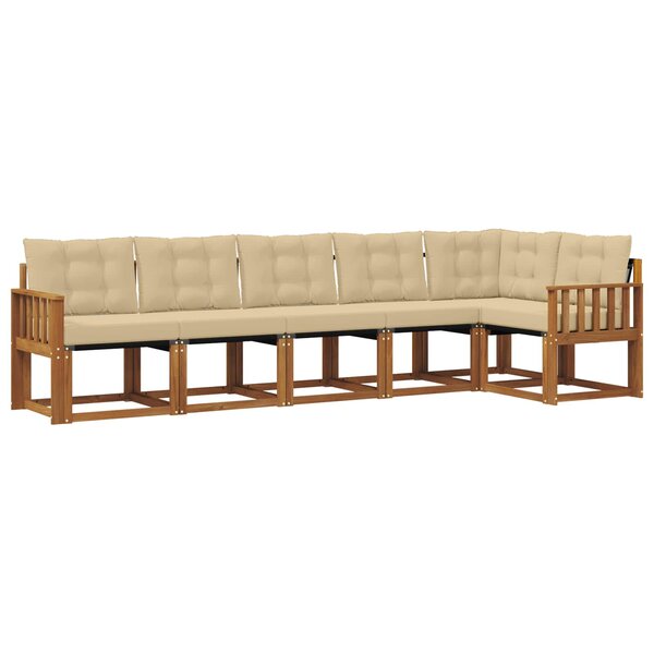 vidaXL Ensemble de canapés d'extérieur 6 pc Naturel et Beige