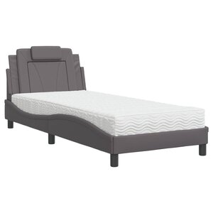 vidaXL Lit Viana avec matelas gris 90x190 cm similicuir