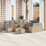 vidaXL Ensemble de canapé de jardin 13 Pièces Beige Poly rotin