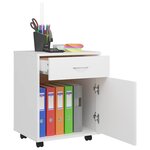 vidaXL Armoire à roulettes Blanc 45x38x54 cm Bois d’ingénierie