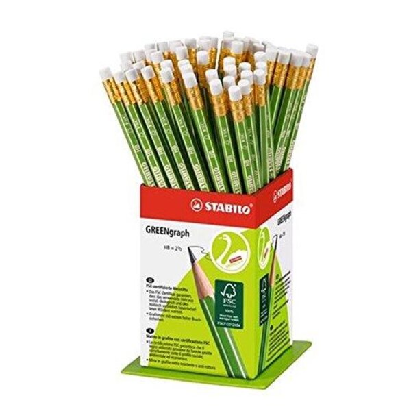 Godet de 60 Crayons Graphite bout gomme HB STABILO