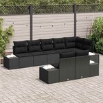 vidaXL Ensemble de canapé de jardin avec coussin 8 Pièces Noir Poly rotin