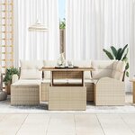 vidaXL Ensemble de canapé de jardin avec coussin 7 Pièces beige et crème