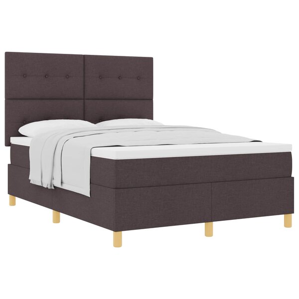vidaXL Lit à ressorts avec matelas Marron foncé 160 x 200 cm tissu