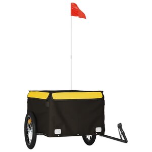 vidaXL Remorque de vélo noir et jaune 45 kg fer