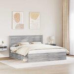 vidaXL Cadre de lit Gris Sonoma 200 x 200 cm Pin massif