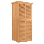 Armoire de jardin abri jardin remise pour outils sur pied dim. 87L x 47l x 160H cm 2 étagères portes persienne toit bitumé étanche bois massif pin pré-huilé