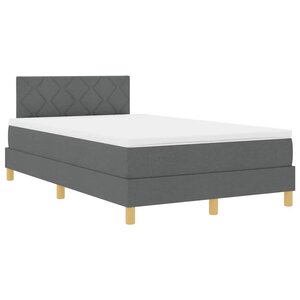 vidaXL Lit à ressort LED avec matelas Gris foncé 120 x 190 cm tissu