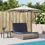 vidaXL Chaise longue double avec coussins gris résine tressée
