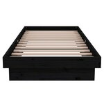 vidaXL Cadre de lit Noir Bois massif 75x190 cm Petit simple