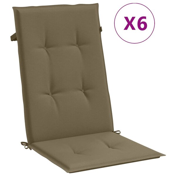 vidaXL Coussins de chaise à dossier haut lot de 6 taupe mélangé tissu