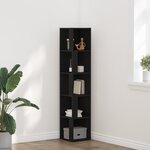 Meuble d'angle vidaXL Noir Chêne 33x33x164 5 cm en bois d'ingénierie