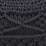 vidaXL Pouf fait à la main en macramé Anthracite 45x30 cm Coton
