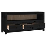vidaXL Meuble TV Noir 114x35x52 cm Bois de pin massif
