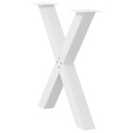 vidaXL Pieds de table à manger en forme de X  2 pièces  blanc  70 x (72-73) cm  acier