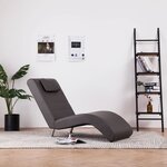 vidaXL Chaise longue avec oreiller Gris Similicuir