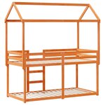 vidaXL Lit superposé avec toit cire marron 80x200cm bois massif de pin