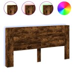 vidaXL Armoire tête de lit avec LED chêne fumé 200x16 5x103 5 cm