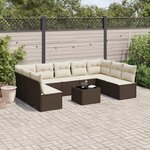 vidaXL Salon de jardin 10 Pièces avec coussins marron résine tressée