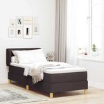 vidaXL Lit à Ressorts avec Matelas Crème 90x200 cm Tissu Marron foncé
