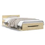 vidaXL Cadre de lit avec tiroir sans matelas chêne sonoma 100x200 cm