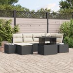 vidaXL Set canapé de jardin 7 pièces avec coussins en poly rattan noir
