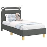 vidaXL Cadre de lit pour tout-petit avec tête de lit Gris foncé tissu
