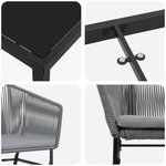 vidaXL Ensemble de Salle à Manger de Jardin 2 Pièces avec Coussins Gris en Poly Rattan