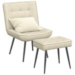 vidaXL Chaise de relaxation avec tabouret crème velours