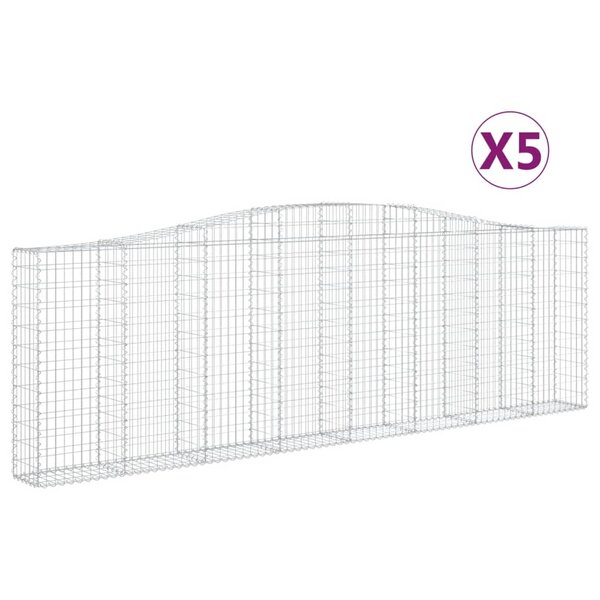vidaXL Paniers à gabions arqués 5 Pièces 400x30x120/140 cm Fer galvanisé