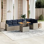 vidaXL Salon de jardin 7 Pièces avec coussins gris résine tressée