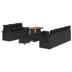 vidaXL Ensemble de canapé de jardin avec coussin 10 Pièces Noir polyrotin