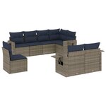 vidaXL Salon de jardin 8 Pièces avec coussins gris résine tressée