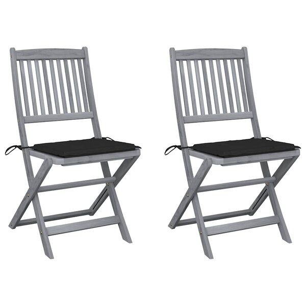 vidaXL Chaises pliables d'extérieur lot de 2 et coussins Bois d'acacia