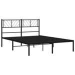vidaXL Cadre de lit métal sans matelas avec tête de lit noir 135x190cm