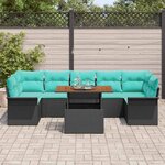 vidaXL Ensemble de canapé de jardin 8 Pièces Noir Poly rotin