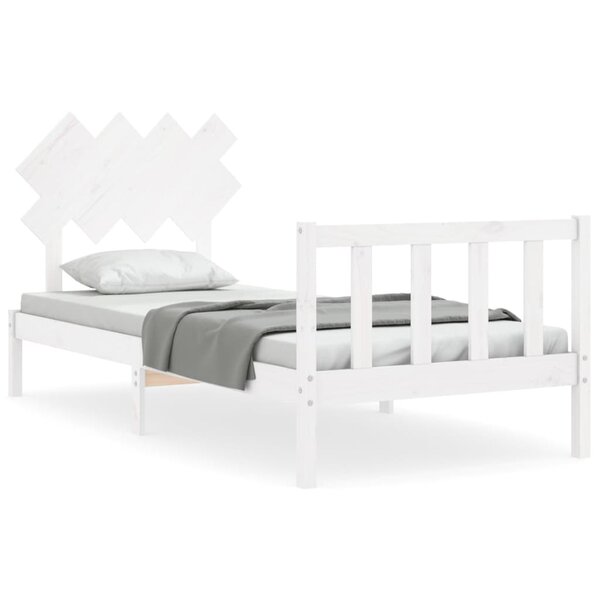 vidaXL Cadre de lit avec tête de lit blanc simple bois massif