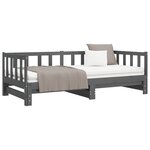 vidaXL Lit coulissant Gris 2x(90x190) cm Bois de pin massif