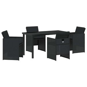 vidaXL Ensemble de salle à manger pour jardin 5 Pièces Noir Poly rotin