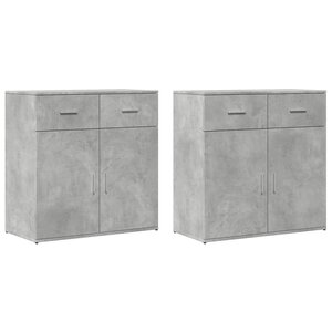 vidaXL Buffets 2 Pièces gris béton 79x38x80 cm bois d'ingénierie