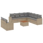 vidaXL Salon de jardin avec coussins 10 Pièces beige résine tressée